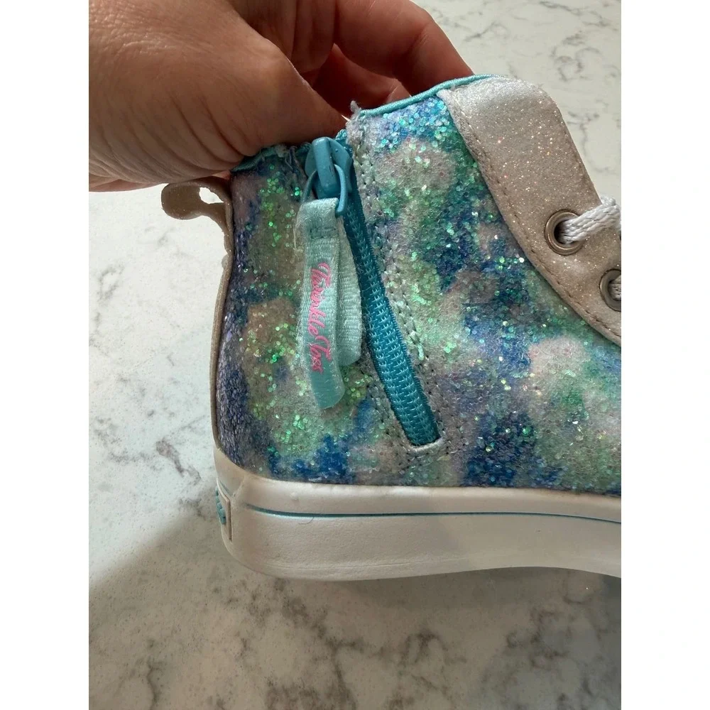 Skechers Twinkle Toes Unicorn Light Up High Top Sneakers Blue Silver 314399L 12